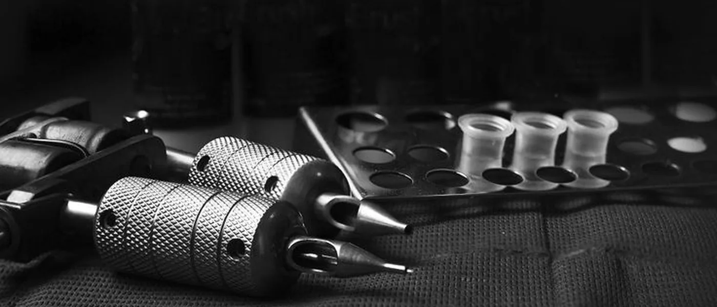 Tattoo machine grips and ink palette, Rebel Tattoos Gurgaon