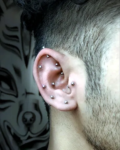 Curated ear piercing, studs at Rebel Tattoos, Sector 67 Gurgaon