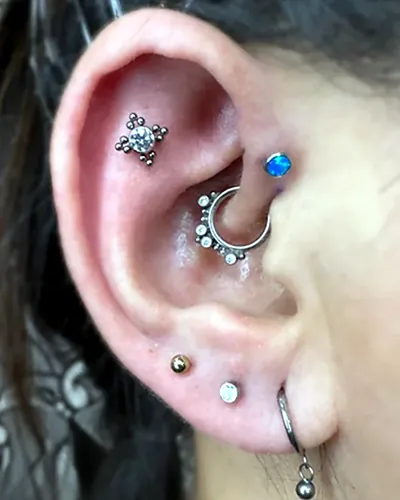 Daith piercing, beaded clicker at Rebel Tattoos, Sector 67 Gurgaon