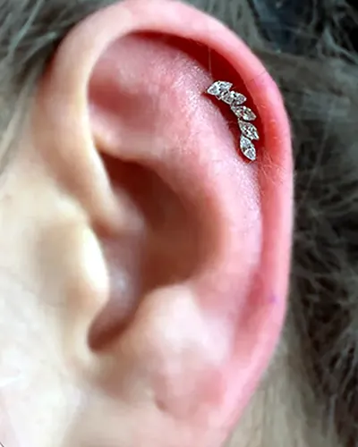 Helix piercing, leaf climber at Rebel Tattoos, Sector 67 Gurgaon