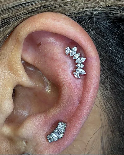 Helix piercing, marquise climber at Rebel Tattoos, Sector 67 Gurgaon