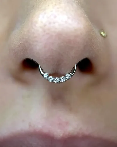 Septum piercing, clicker at Rebel Tattoos, Sector 67 Gurgaon