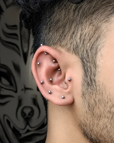 Curated ear piercing, studs at Rebel Tattoos, Sector 67 Gurgaon