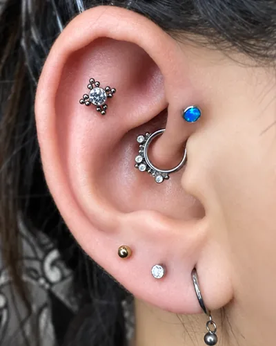 Daith piercing, beaded clicker at Rebel Tattoos, Sector 67 Gurgaon